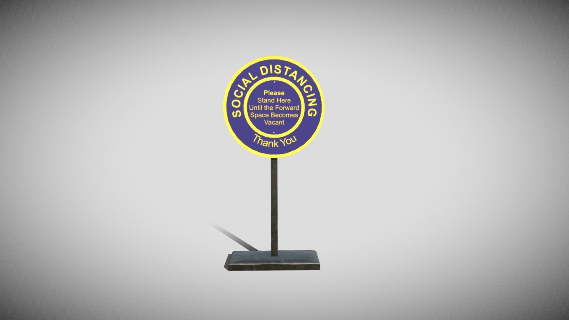 Social Distancing Signage Low-poly 3D model_5