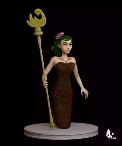 Yersu woman holding spear Low-poly 3D model