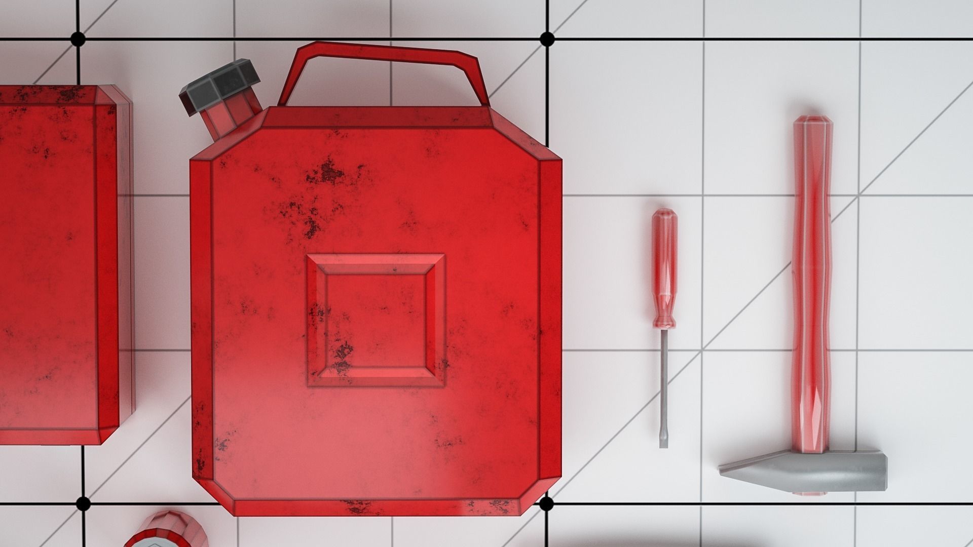 Survival Kit Tools Weapons and Equipment Low-poly 3D model_3