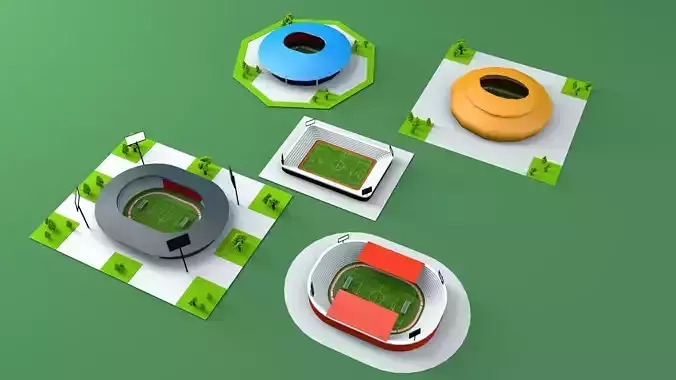 5 pcs Lowpoly Soccer Stadium