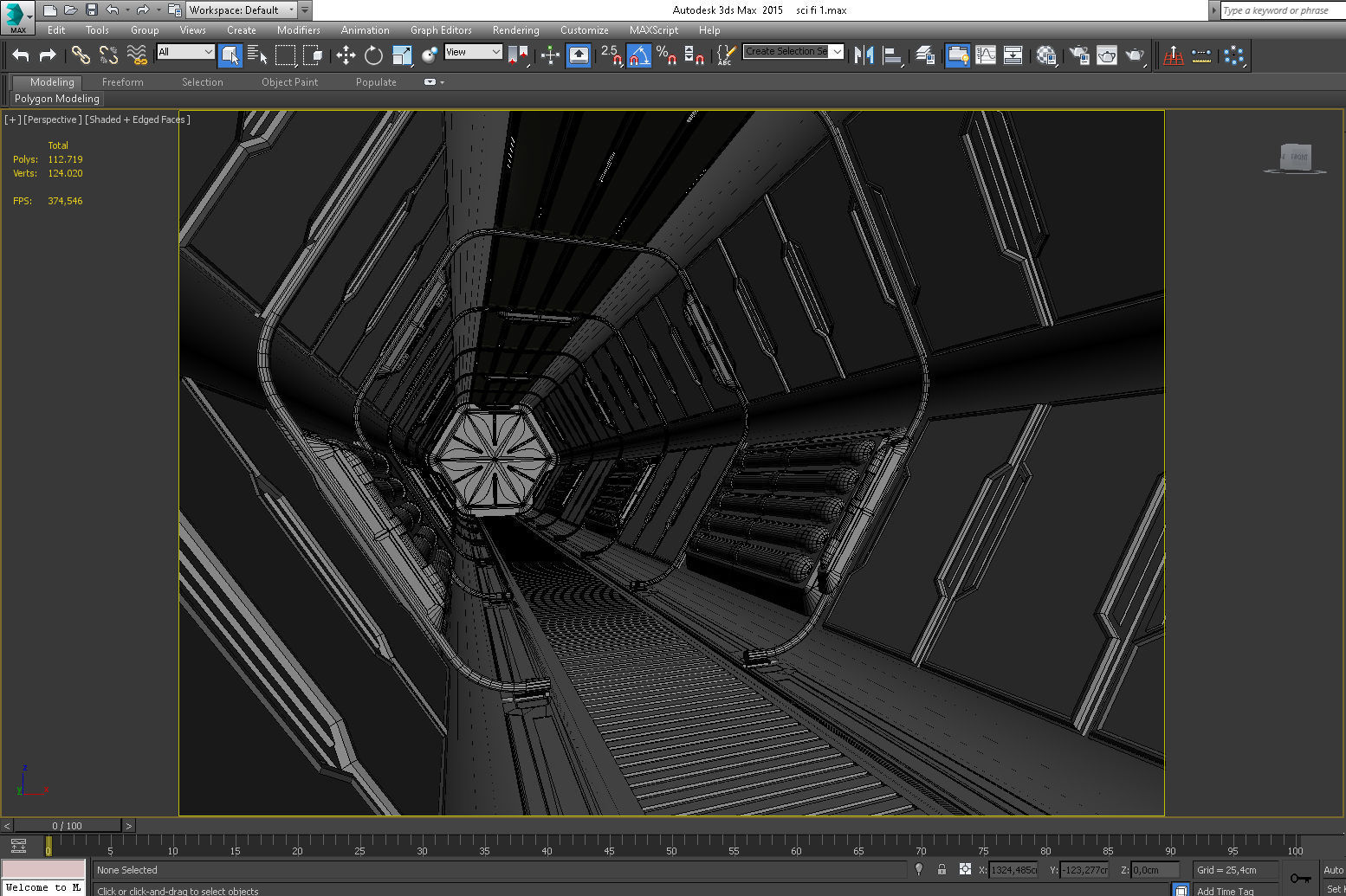SCI FI INTERIOR SCENE SPACE SHIP CORRIDOR Low-poly 3D model_7