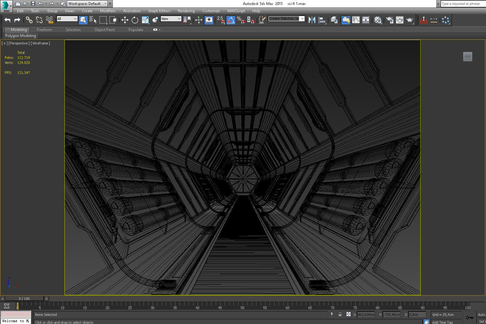 SCI FI INTERIOR SCENE SPACE SHIP CORRIDOR Low-poly 3D model_5