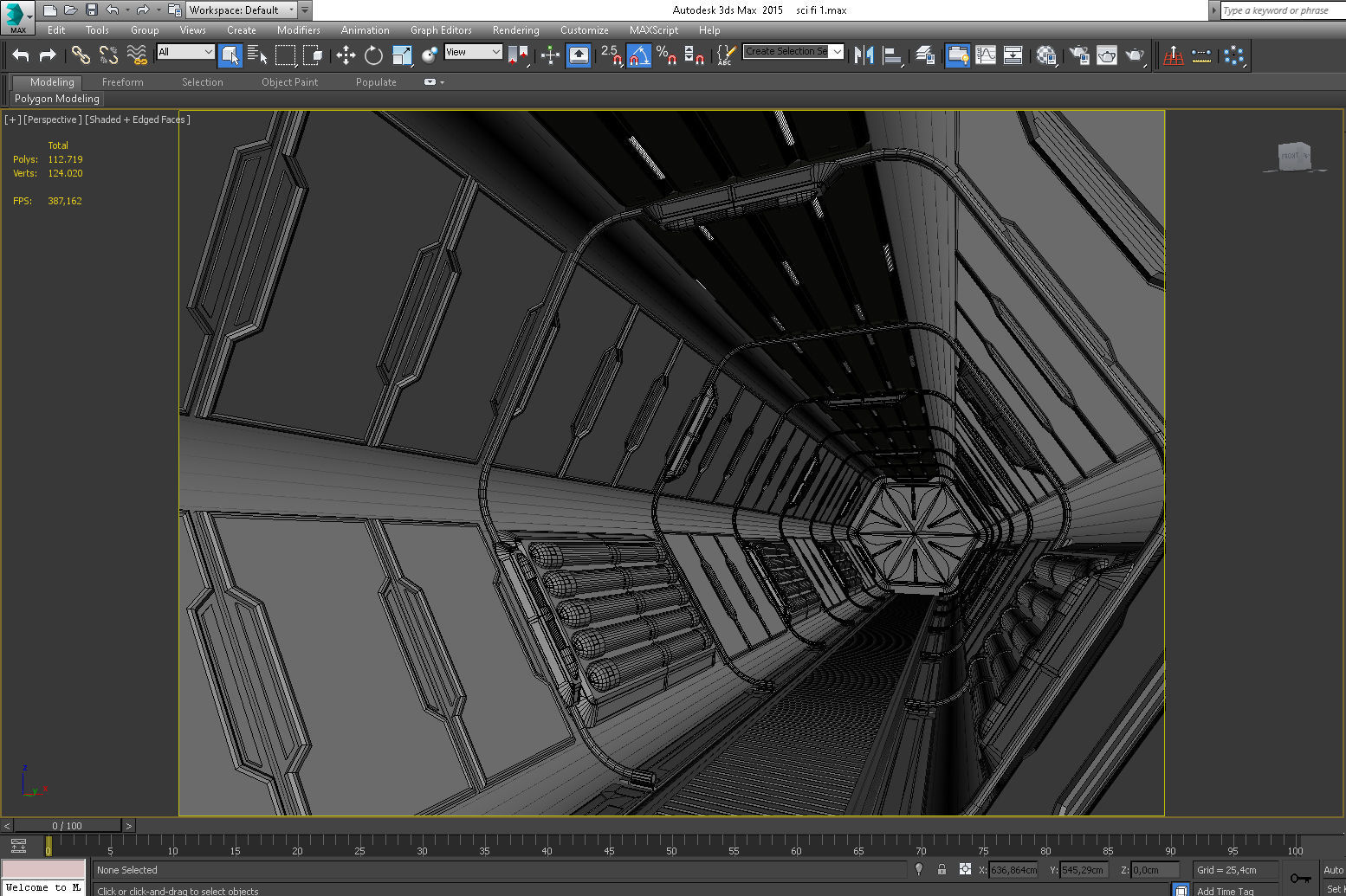 SCI FI INTERIOR SCENE SPACE SHIP CORRIDOR Low-poly 3D model_9
