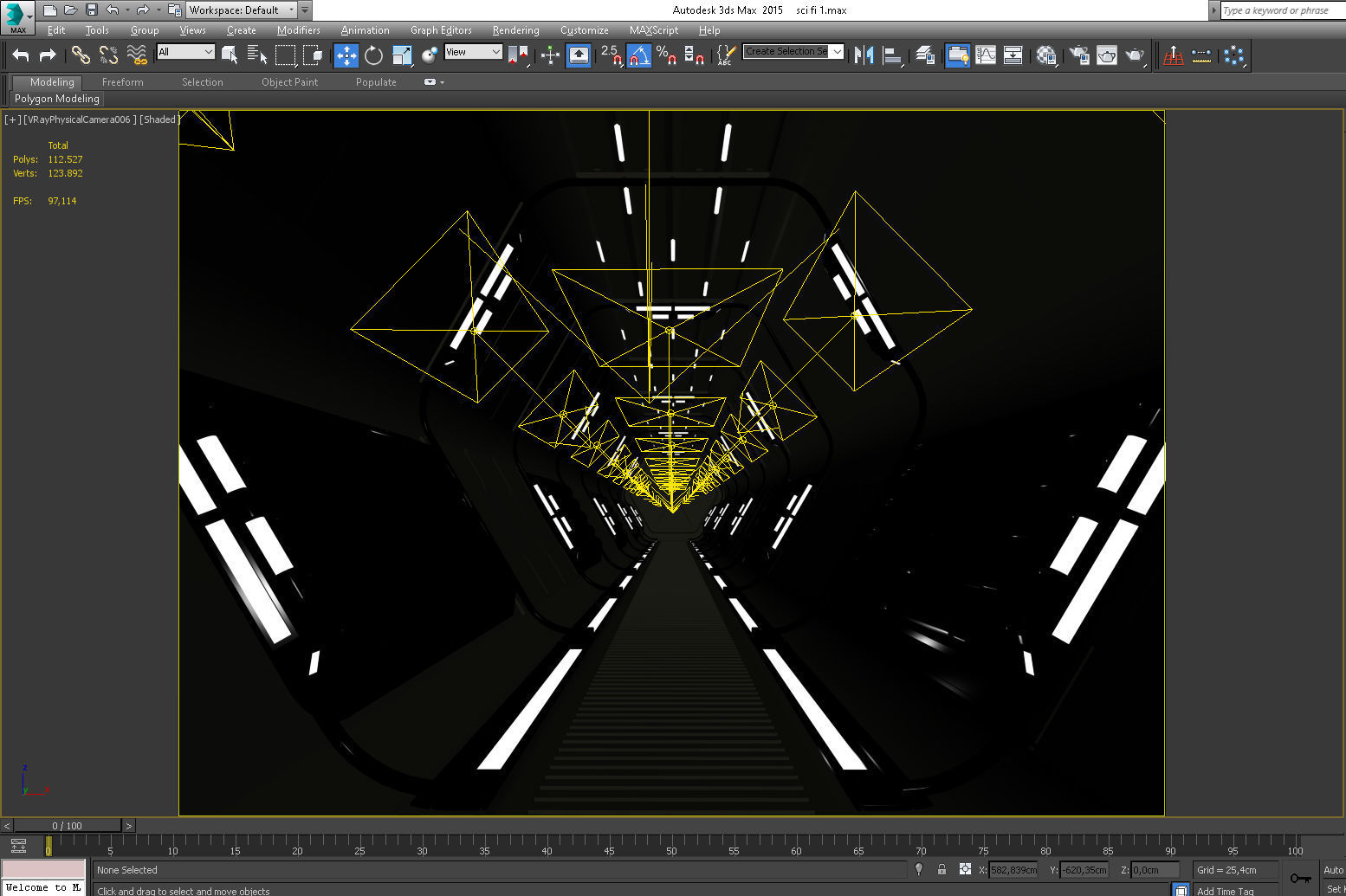 SCI FI INTERIOR SCENE SPACE SHIP CORRIDOR Low-poly 3D model_2