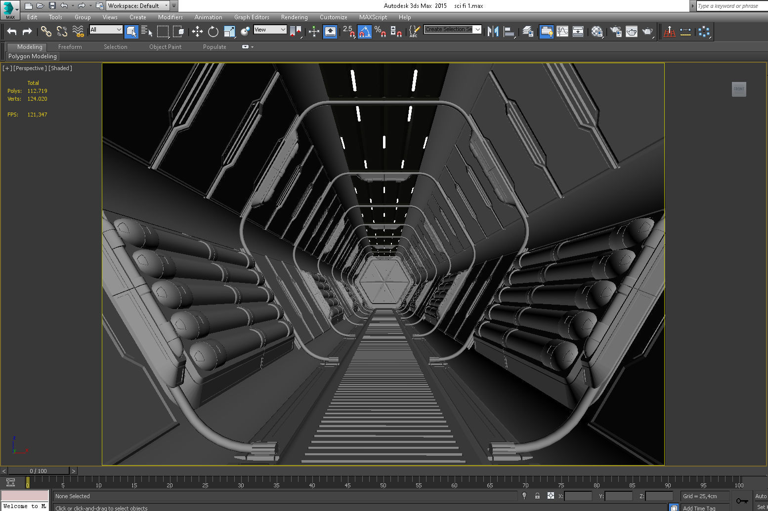 SCI FI INTERIOR SCENE SPACE SHIP CORRIDOR Low-poly 3D model_4