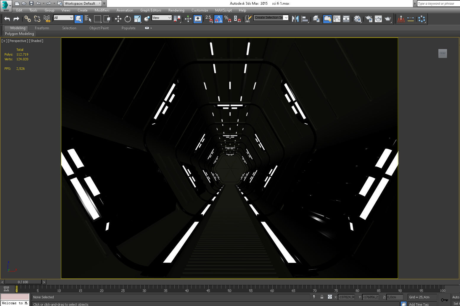 SCI FI INTERIOR SCENE SPACE SHIP CORRIDOR Low-poly 3D model_3