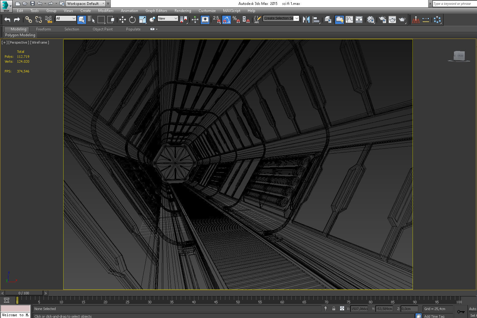 SCI FI INTERIOR SCENE SPACE SHIP CORRIDOR Low-poly 3D model_8