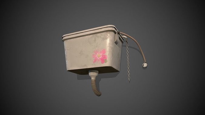 Wall Mounted Toilet Tank Low-poly 3D model