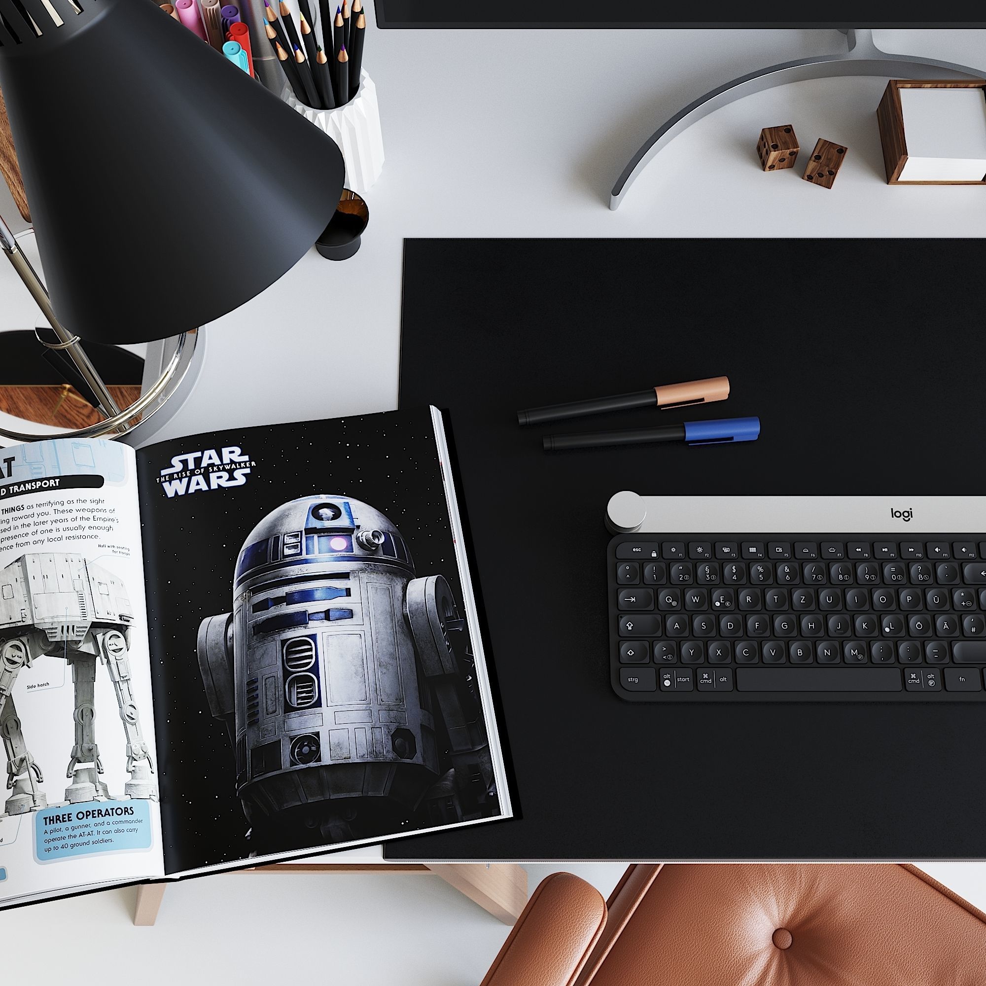 Workplace set with decor  Sk 1 3D model_6