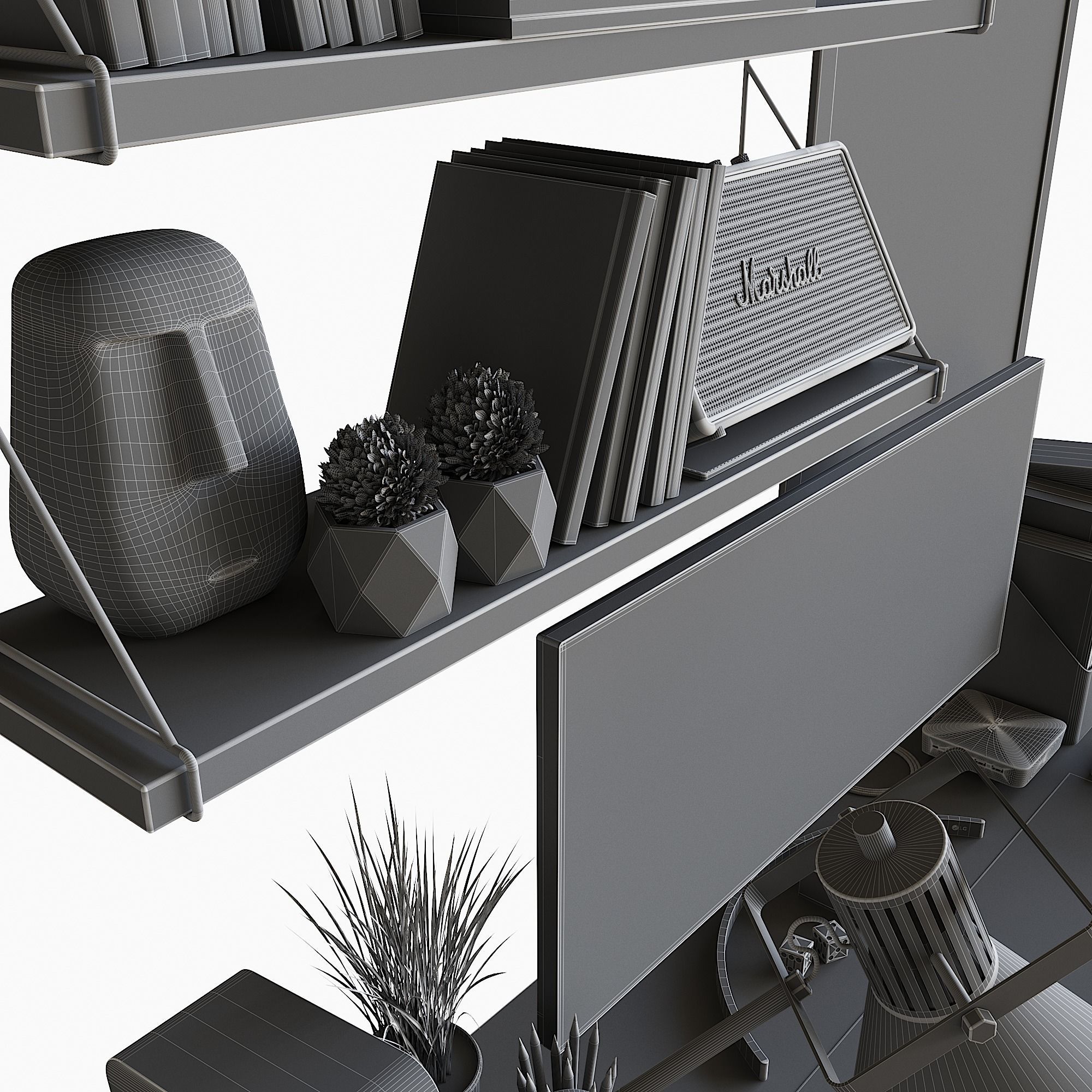 Workplace set with decor  Sk 1 3D model_37