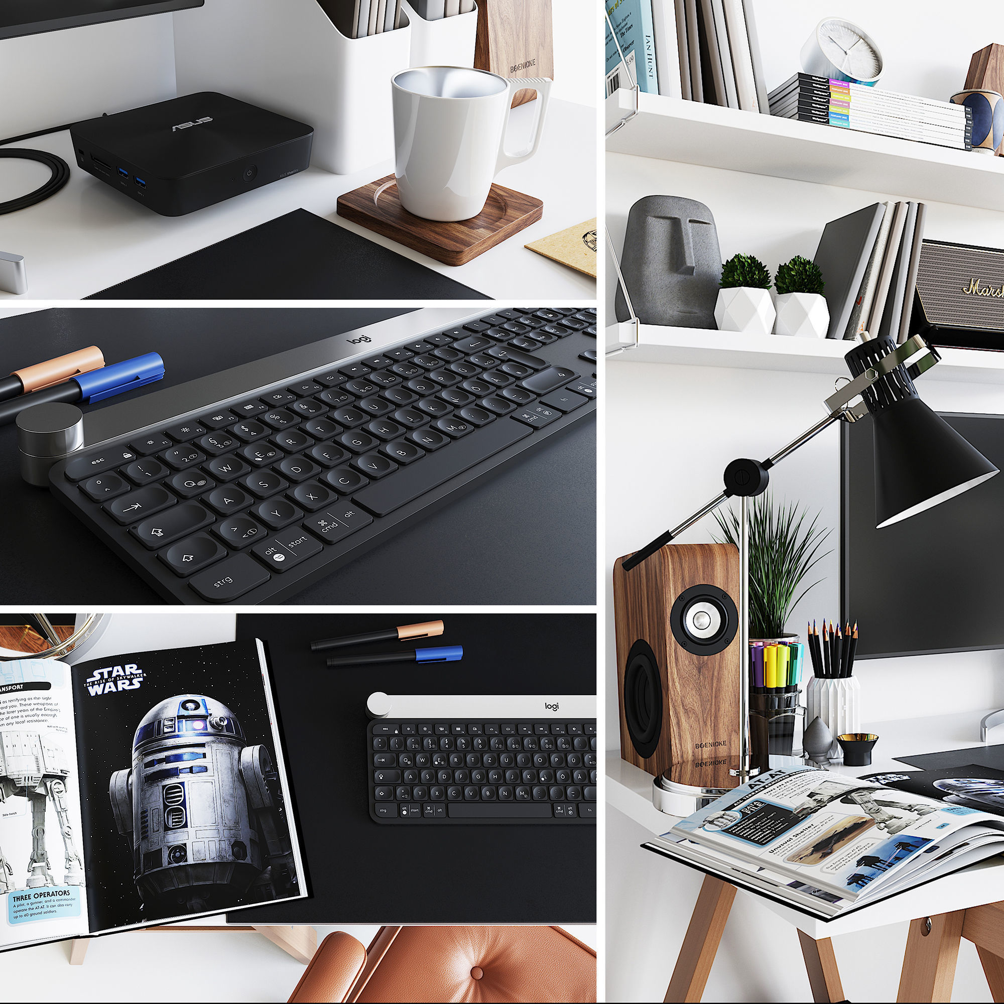 Workplace set with decor  Sk 1 3D model_1