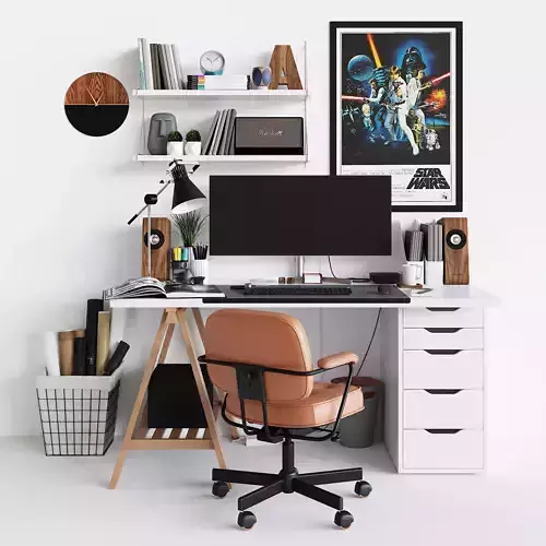 Workplace set with decor  Sk 1 3D model
