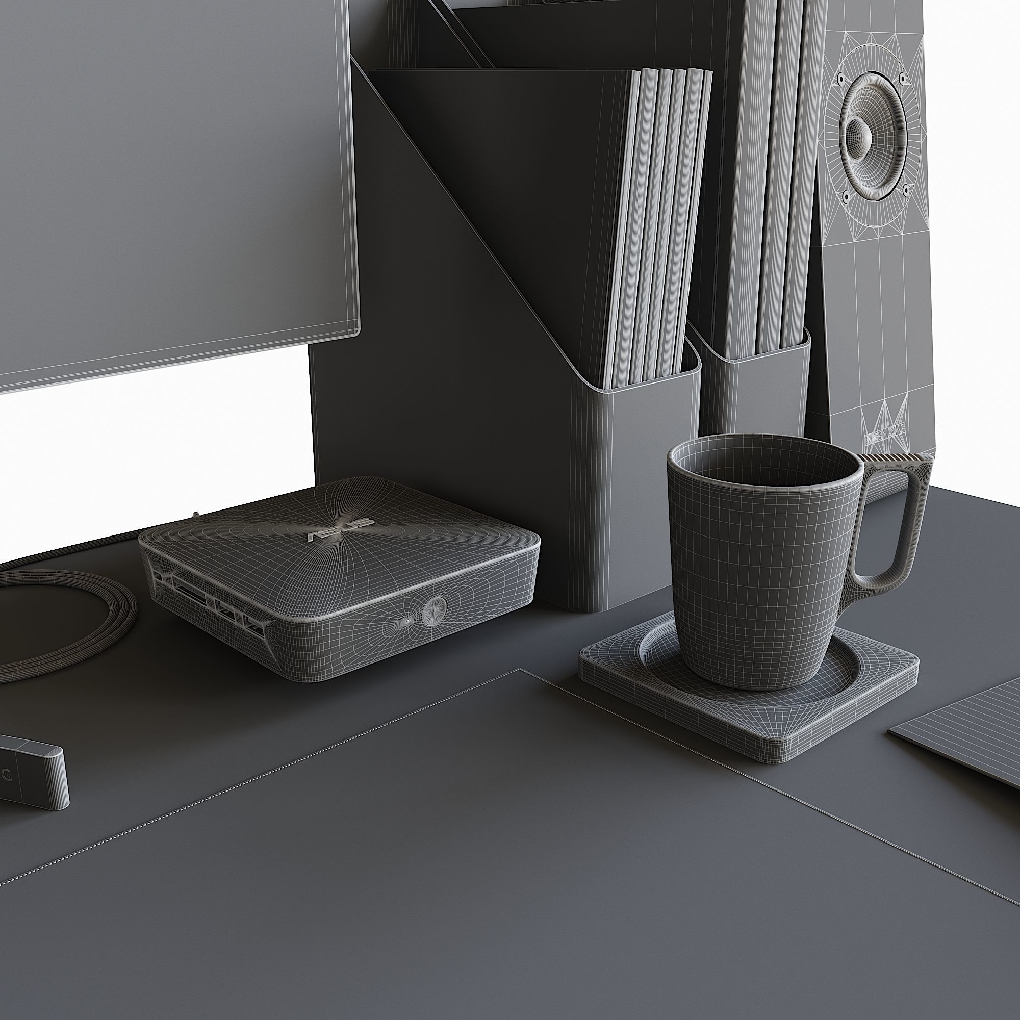 Workplace set with decor  Sk 1 3D model_32