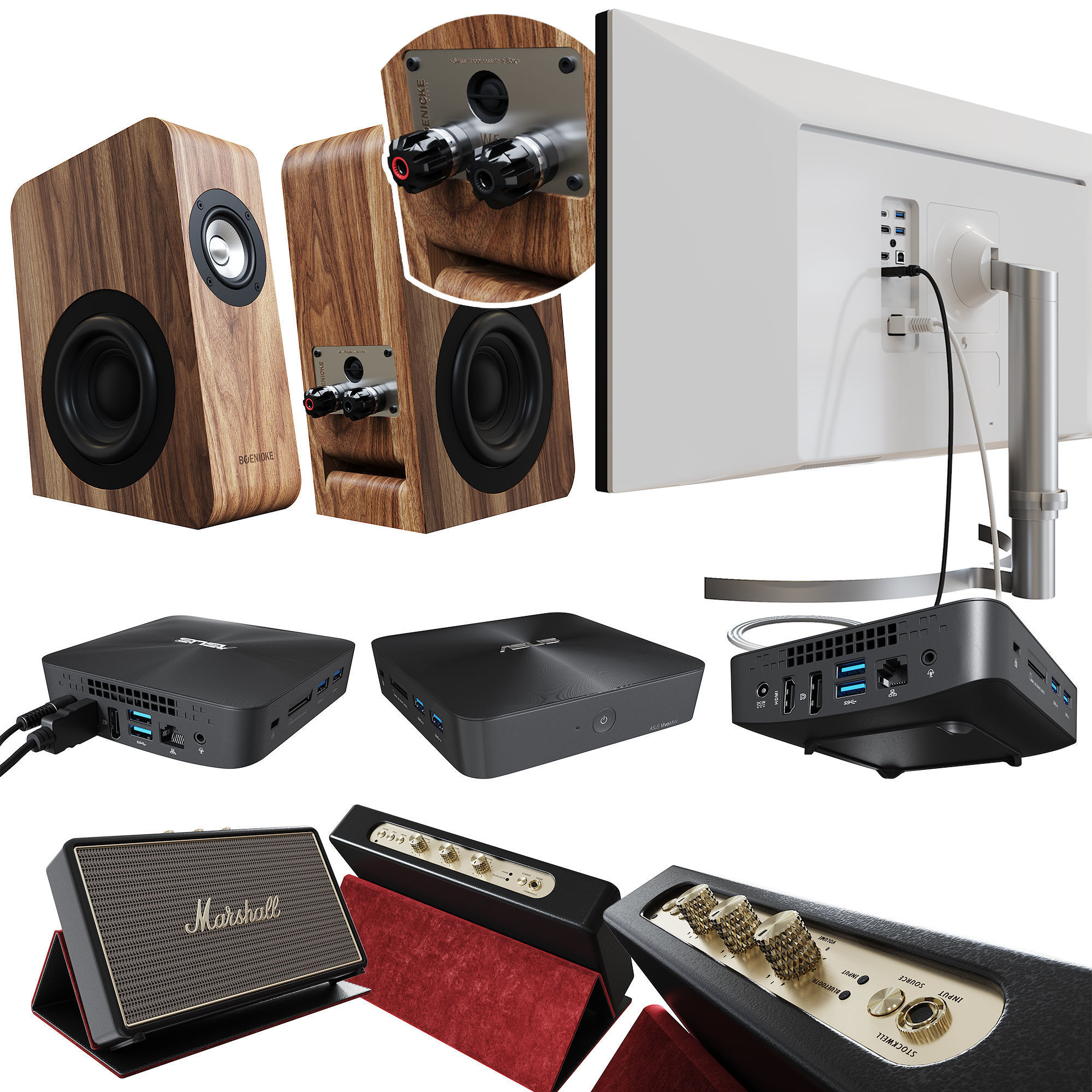 Workplace set with decor  Sk 1 3D model_9