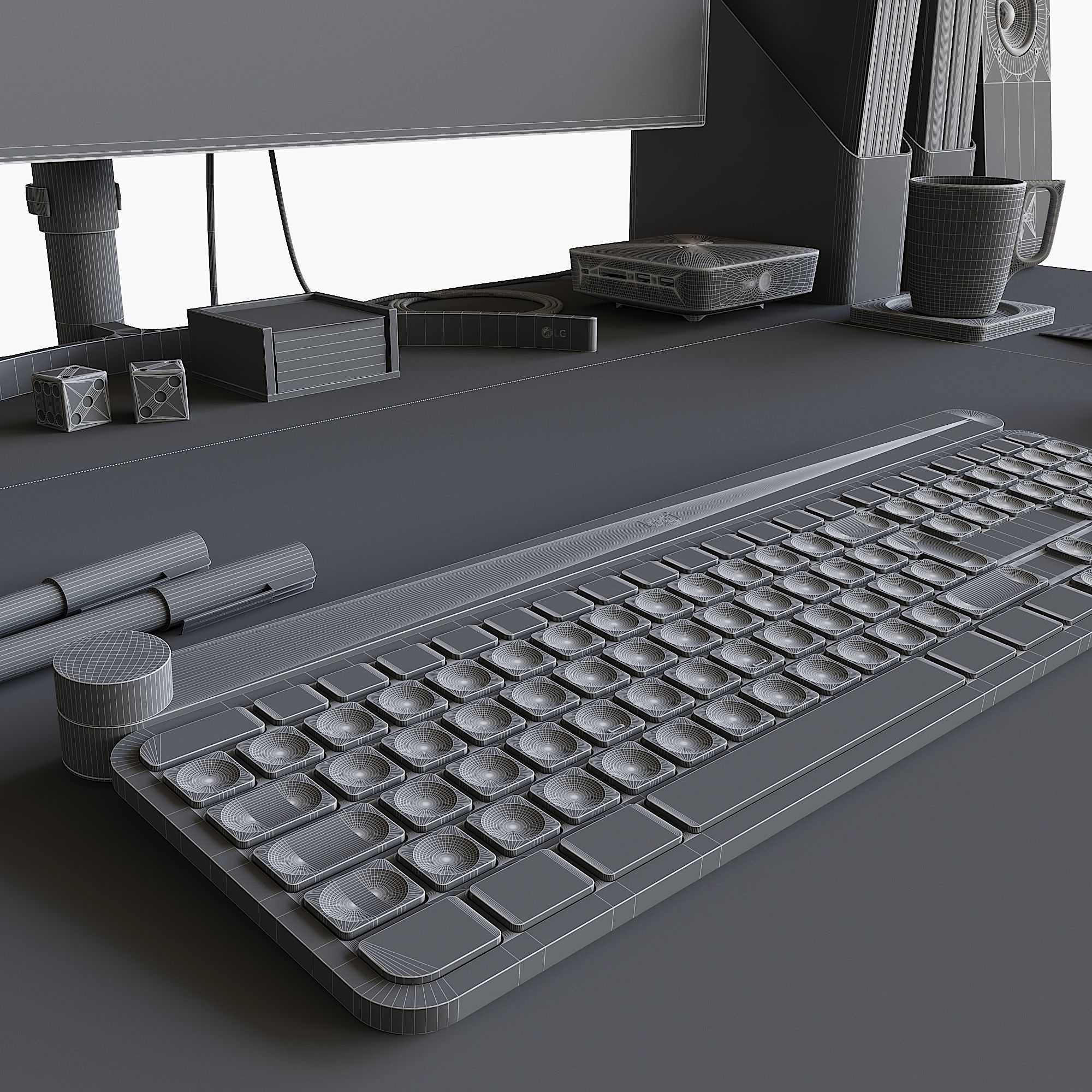 Workplace set with decor  Sk 1 3D model_31