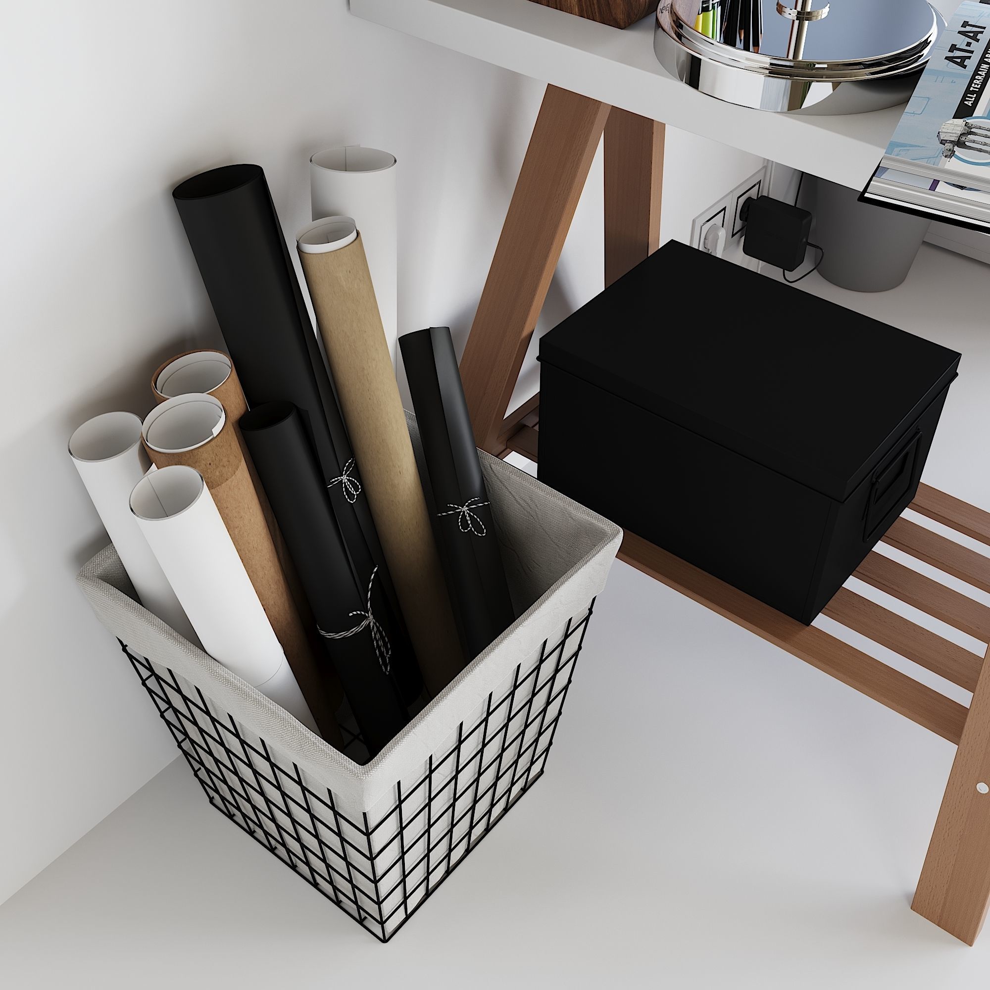 Workplace set with decor  Sk 1 3D model_11