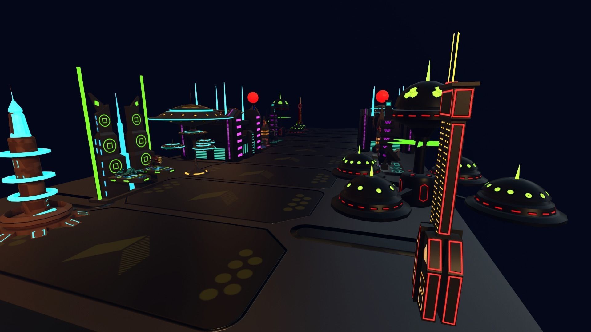 SCI FI FUTURISTIC CITY Package Low-Poly Low-poly 3D model_6