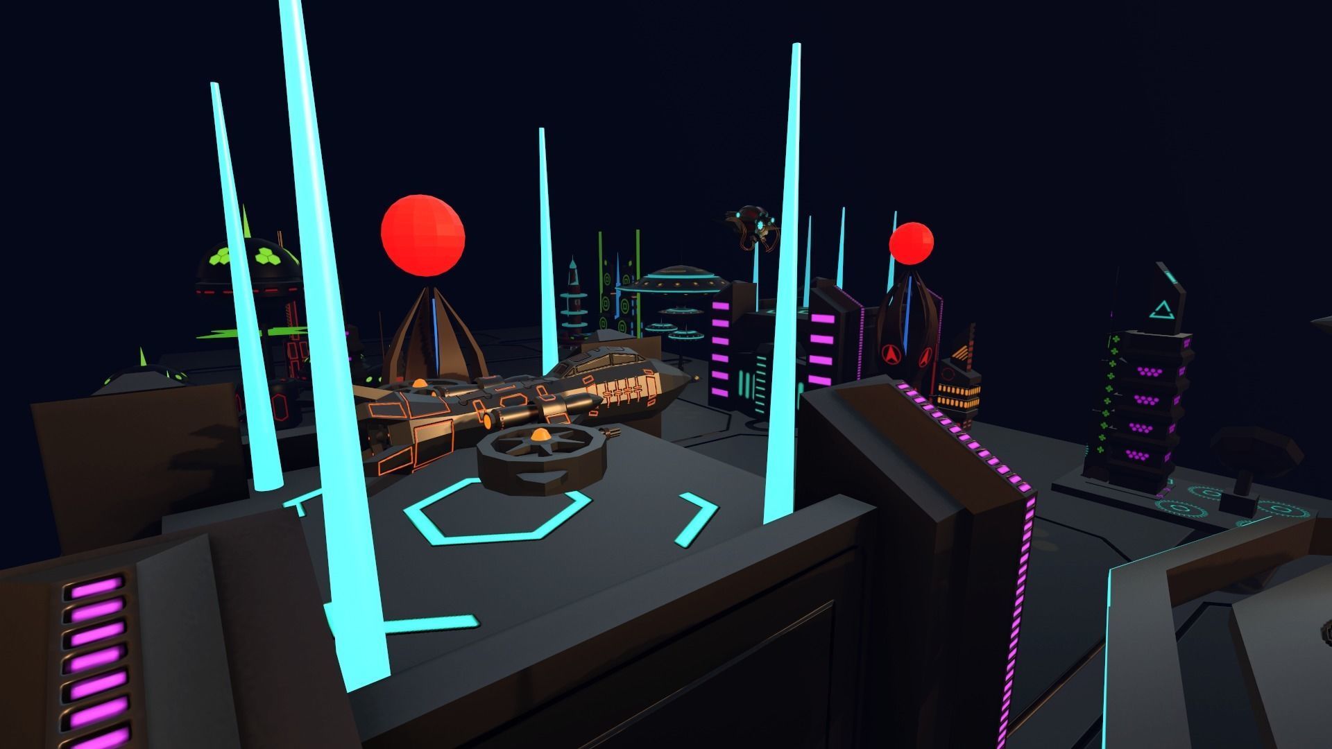 SCI FI FUTURISTIC CITY Package Low-Poly Low-poly 3D model_9