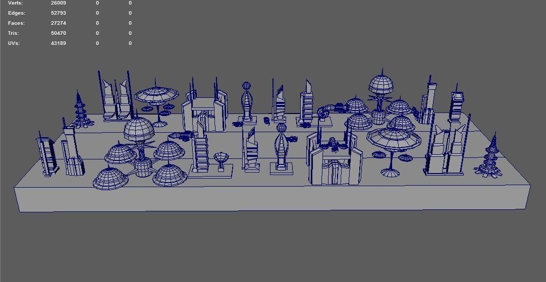 SCI FI FUTURISTIC CITY Package Low-Poly Low-poly 3D model_18