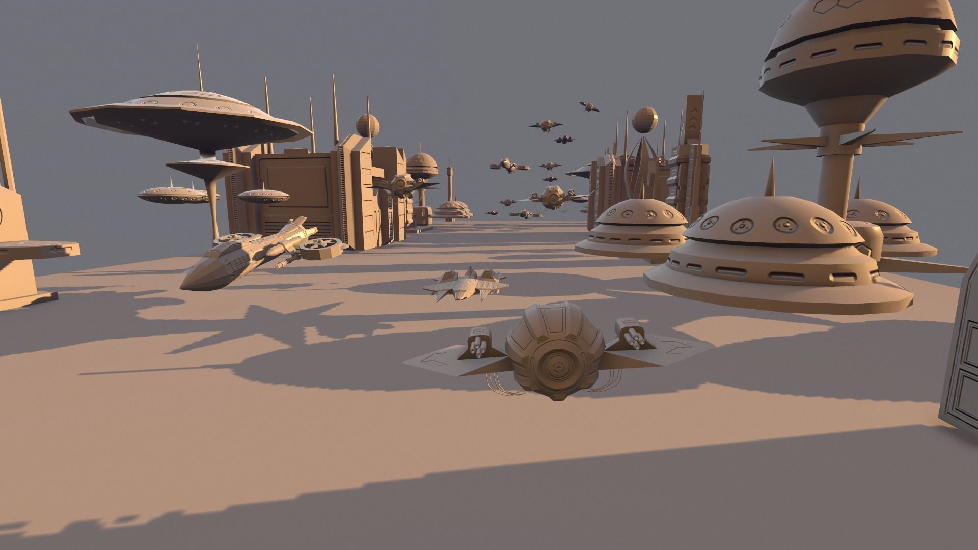 SCI FI FUTURISTIC CITY Package Low-Poly Low-poly 3D model_1