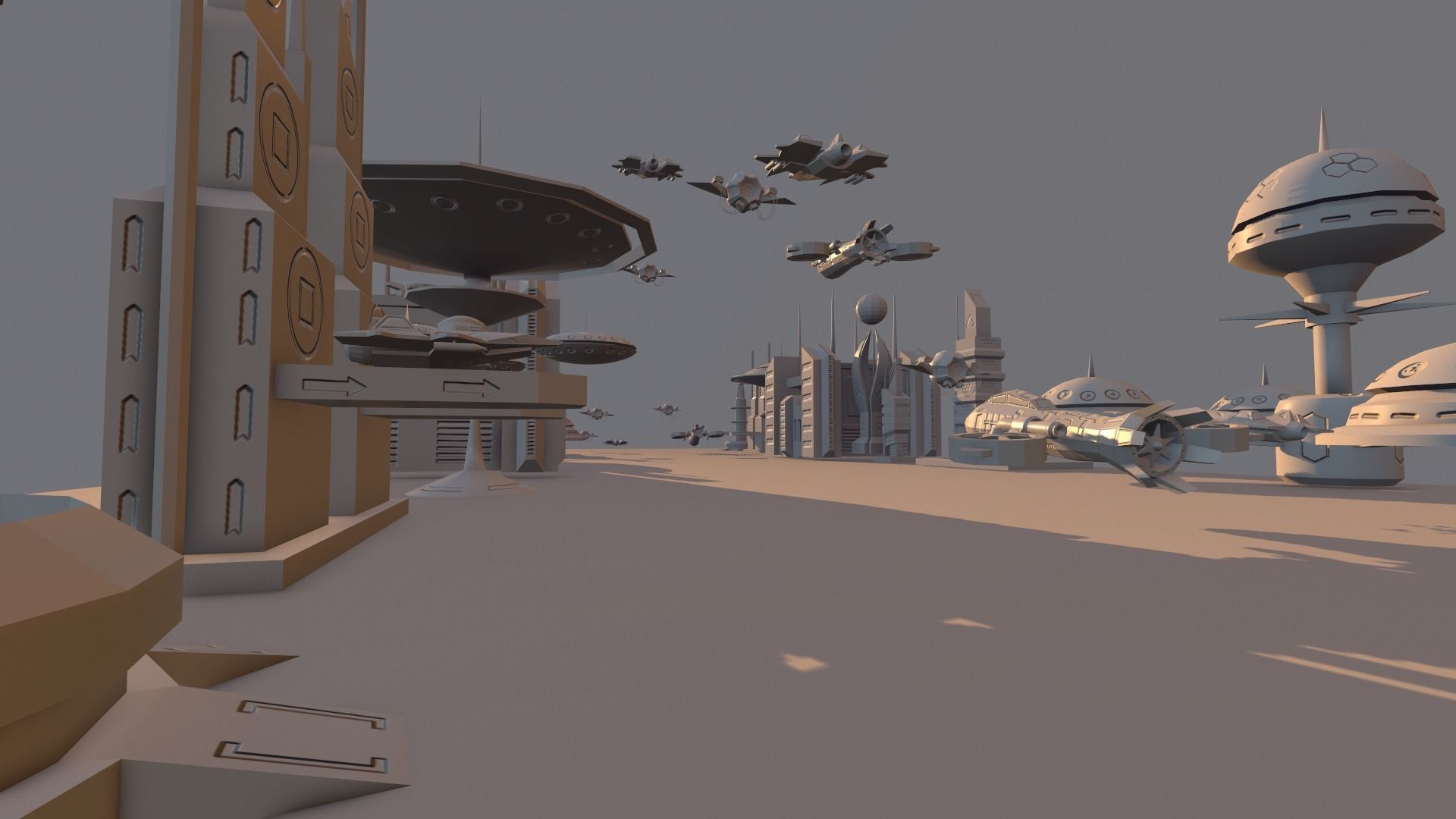 SCI FI FUTURISTIC CITY Package Low-Poly Low-poly 3D model_15