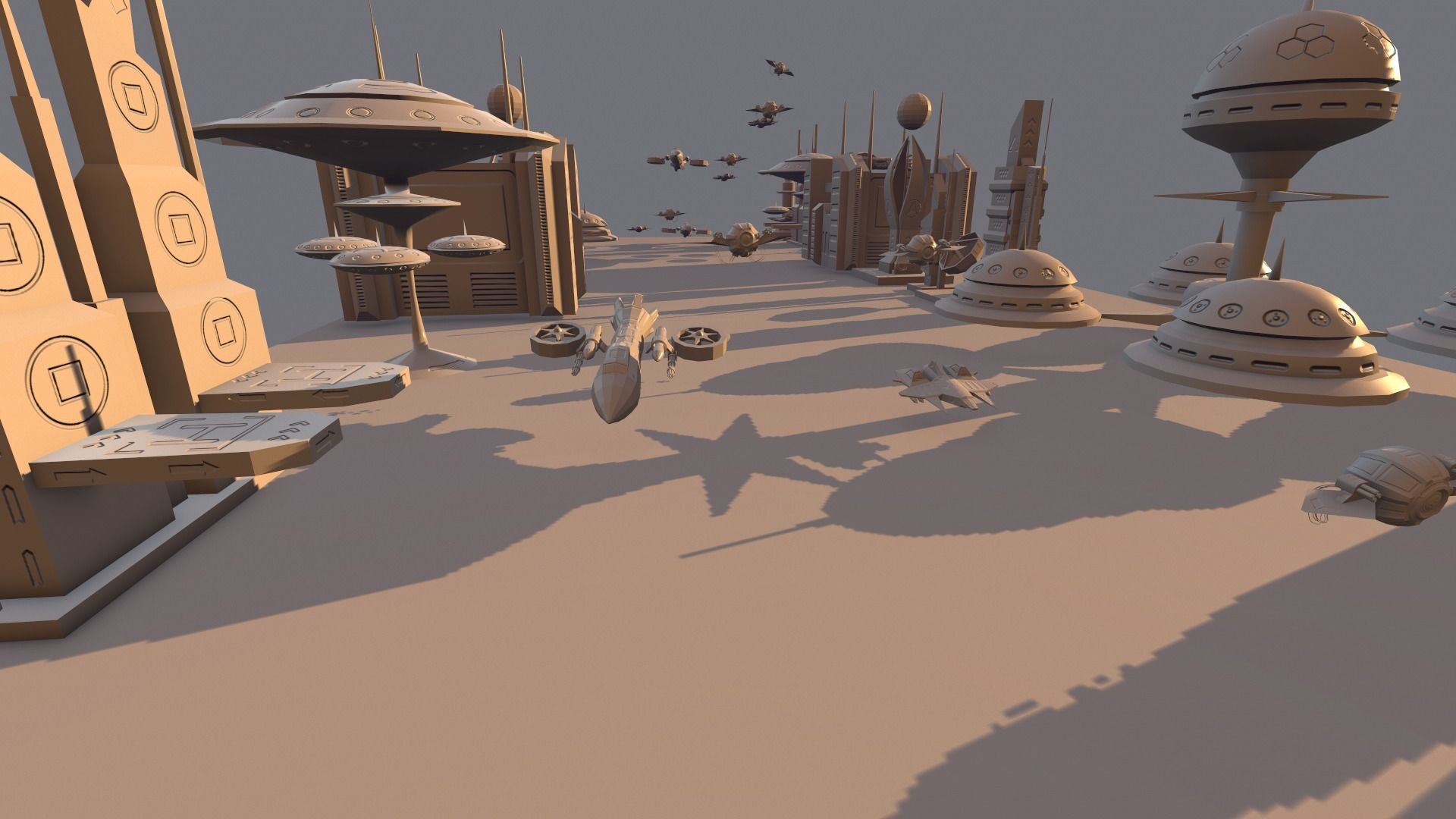 SCI FI FUTURISTIC CITY Package Low-Poly Low-poly 3D model_14