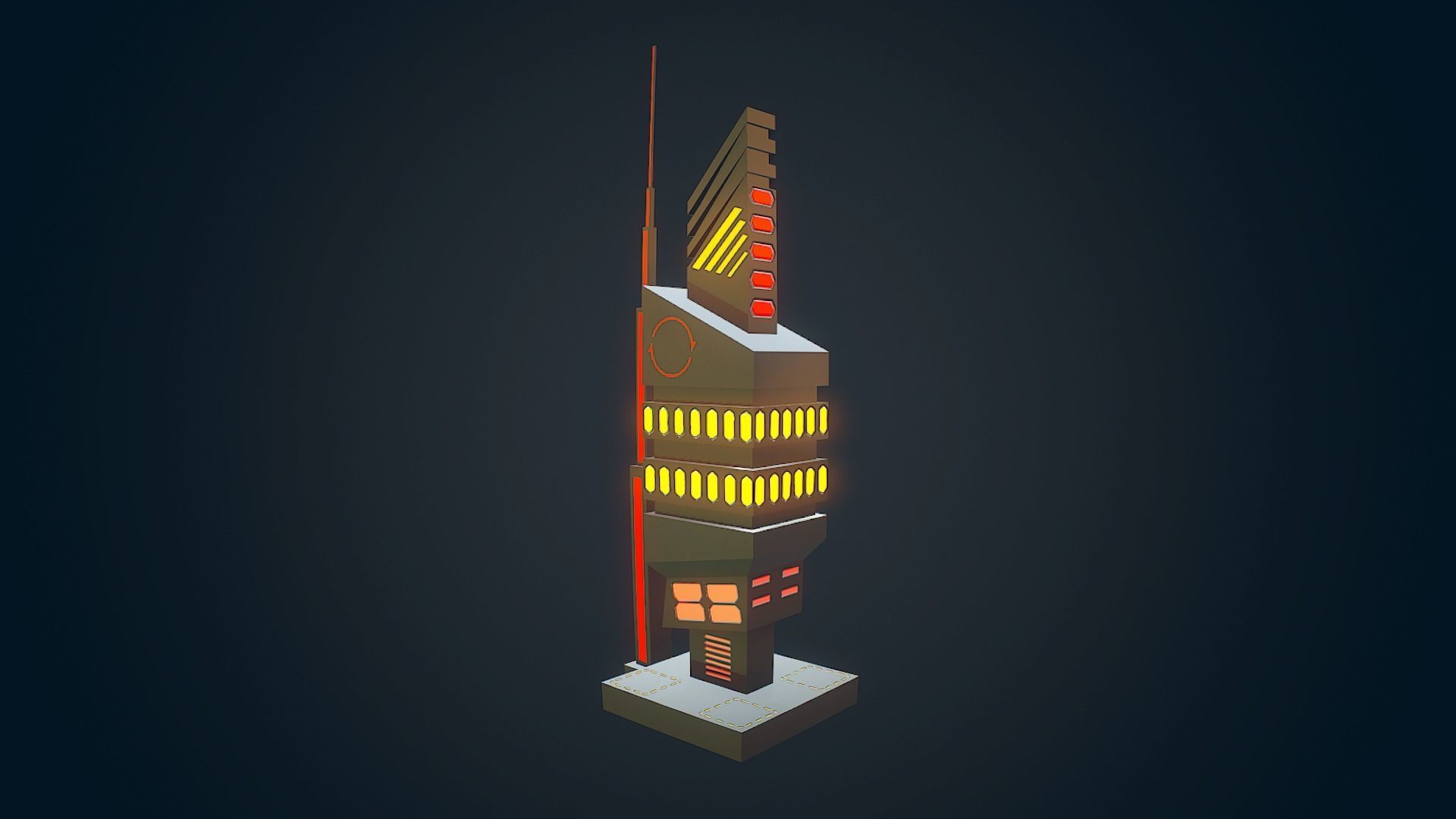 SCI FI FUTURISTIC CITY Package Low-Poly Low-poly 3D model_27
