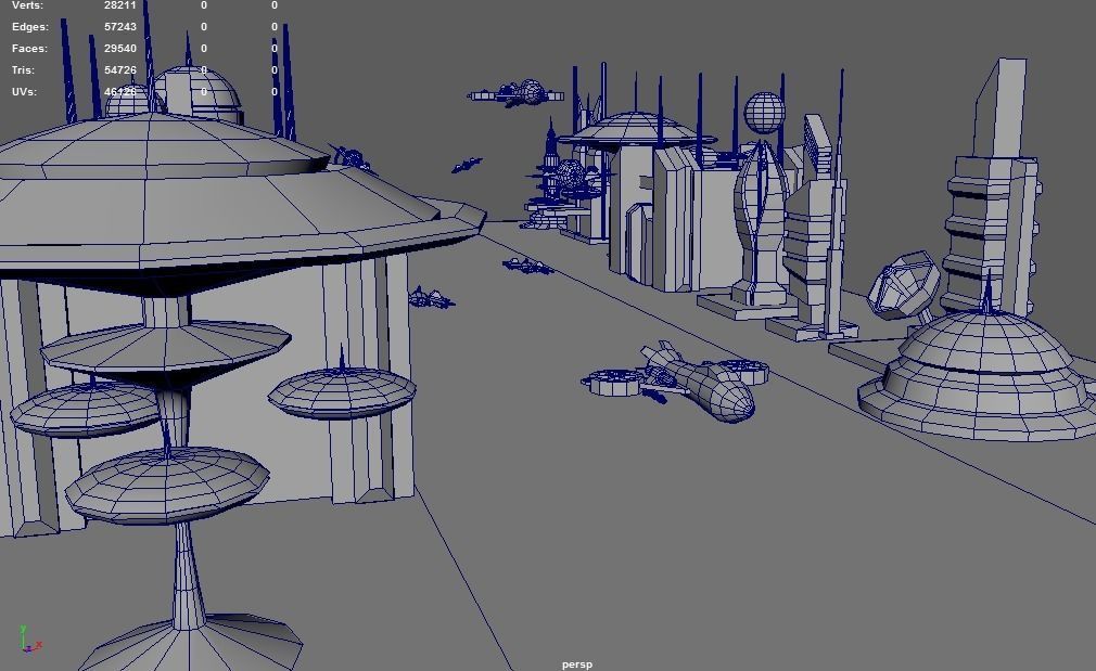 SCI FI FUTURISTIC CITY Package Low-Poly Low-poly 3D model_17