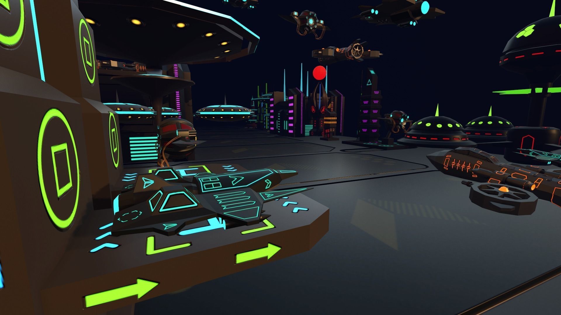 SCI FI FUTURISTIC CITY Package Low-Poly Low-poly 3D model_10