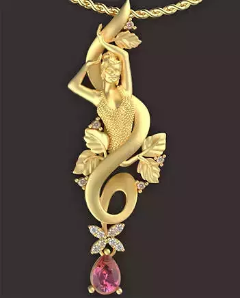 Angel pendante Sculpture jewelry gold