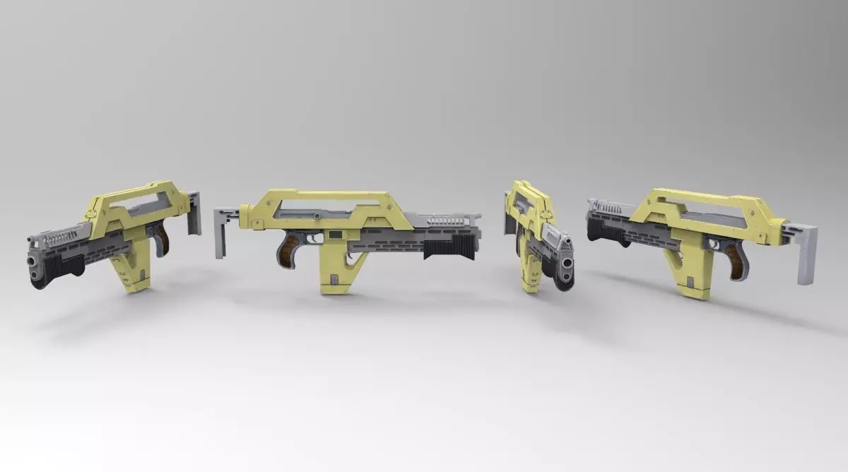 M41A PULSE RIFLE ALIENS Low-poly 3D model_0