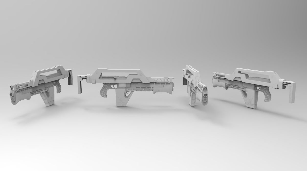 M41A PULSE RIFLE ALIENS Low-poly 3D model_1