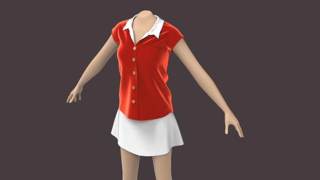 Shirt and Skirt 3d model ith mannequin 3D model_2