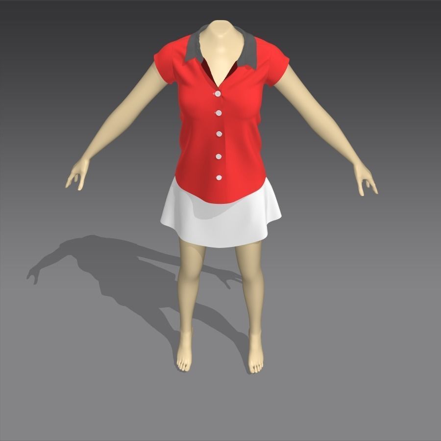 Shirt and Skirt 3d model ith mannequin 3D model_1