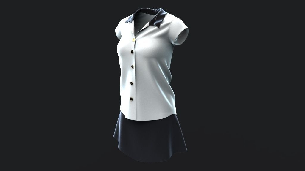 Shirt and Skirt 3d model ith mannequin 3D model_12