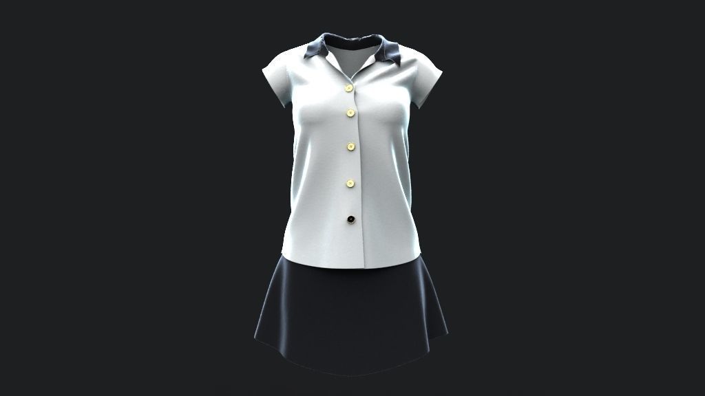 Shirt and Skirt 3d model ith mannequin 3D model_13
