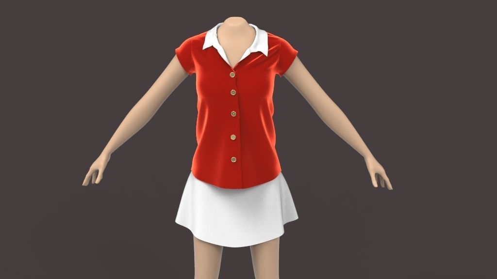 Shirt and Skirt 3d model ith mannequin 3D model_3