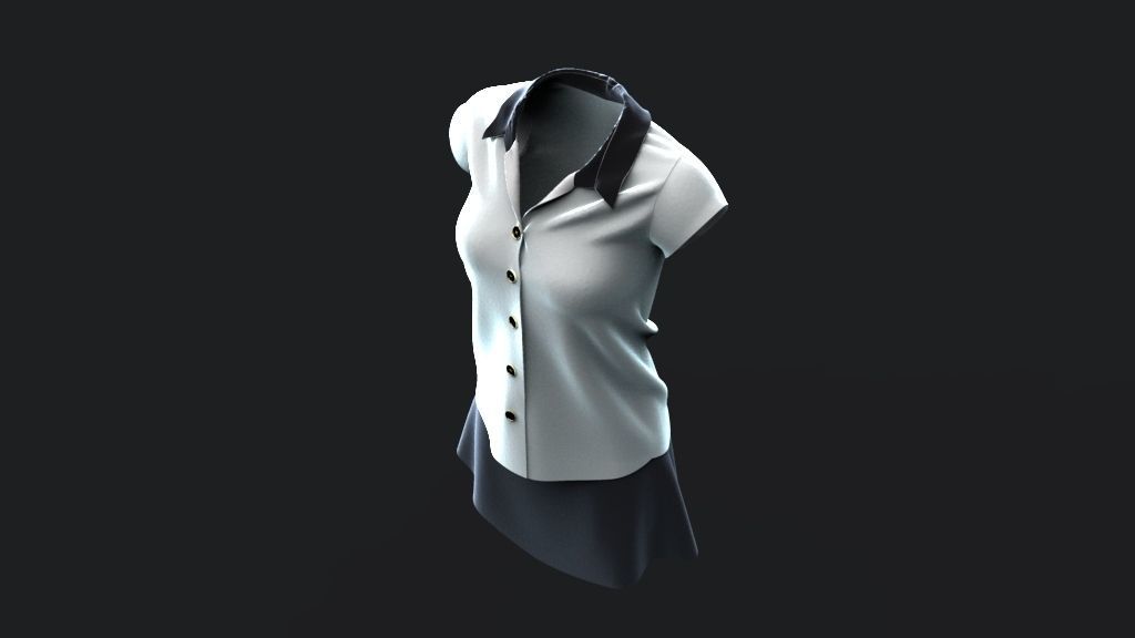 Shirt and Skirt 3d model ith mannequin 3D model_17