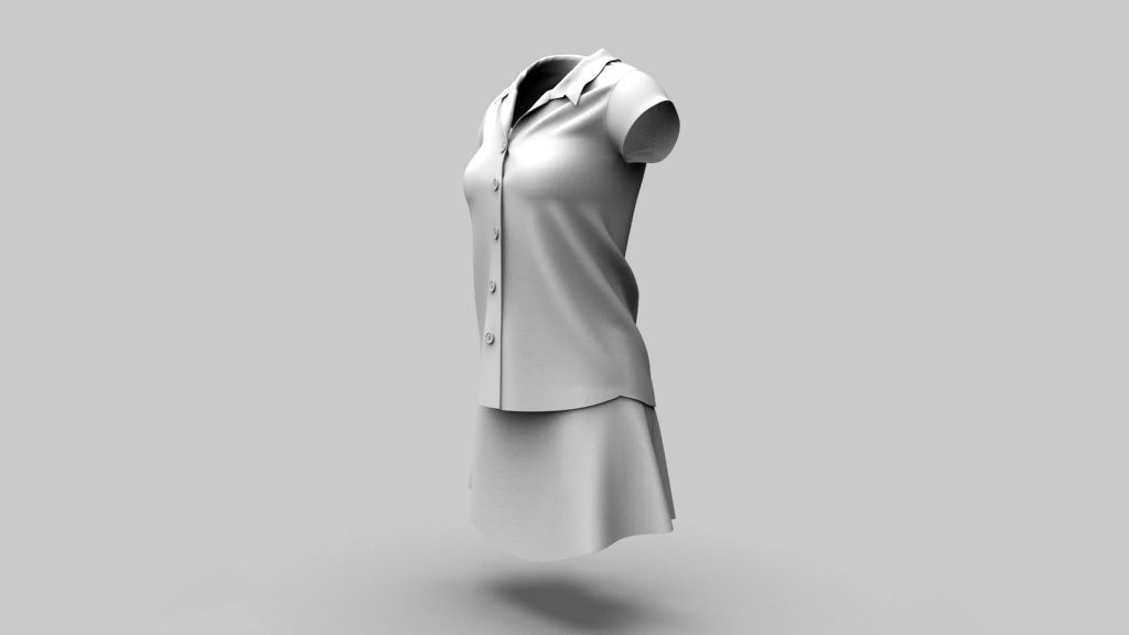 Shirt and Skirt 3d model ith mannequin 3D model_27