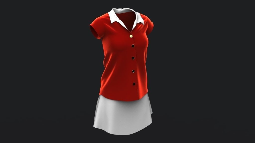 Shirt and Skirt 3d model ith mannequin 3D model_11