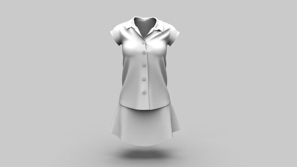 Shirt and Skirt 3d model ith mannequin 3D model_26