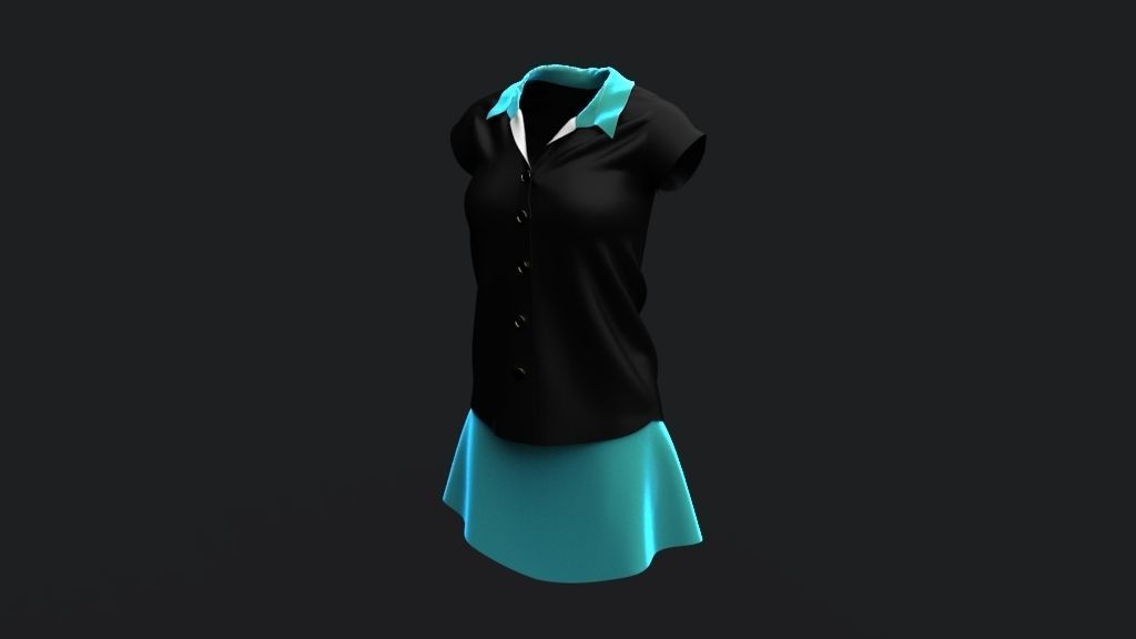 Shirt and Skirt 3d model ith mannequin 3D model_22