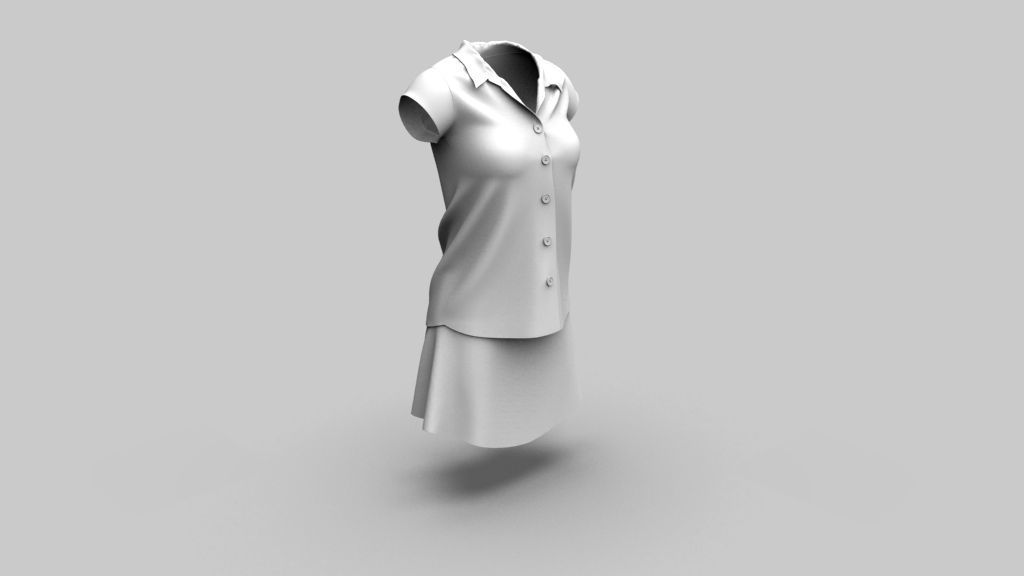 Shirt and Skirt 3d model ith mannequin 3D model_25