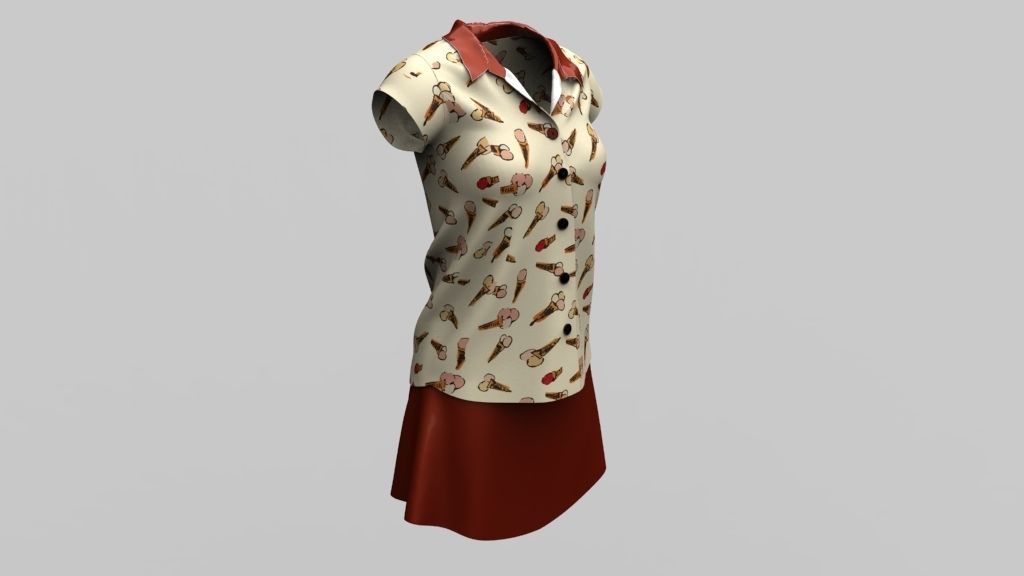 Shirt and Skirt 3d model ith mannequin 3D model_24