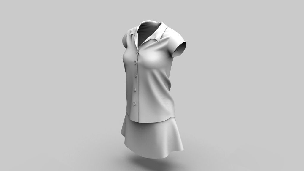 Shirt and Skirt 3d model ith mannequin 3D model_29
