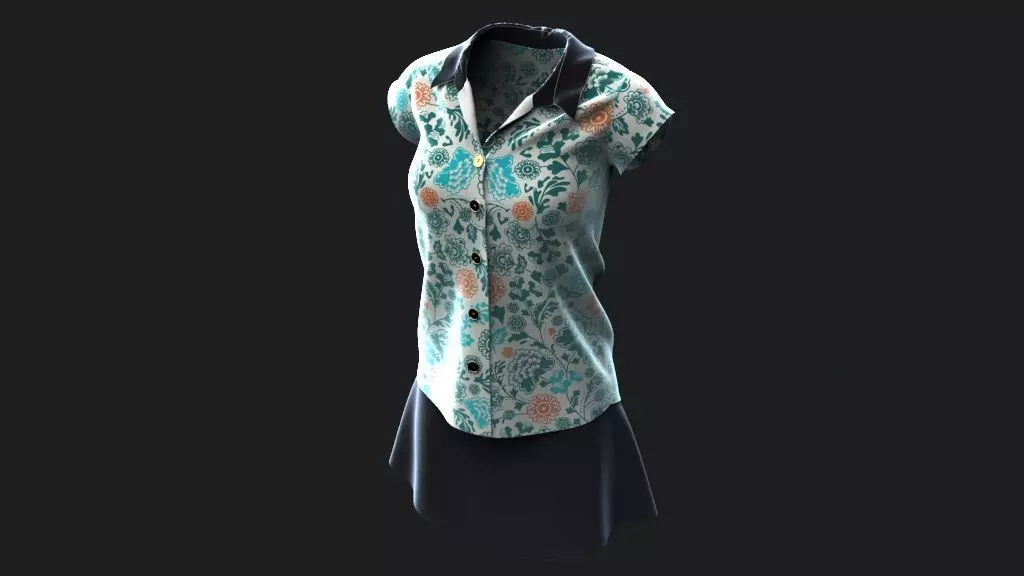 Shirt and Skirt 3d model ith mannequin 3D model_0