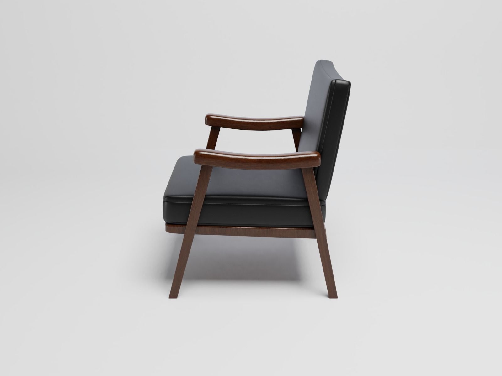 Chair black leather 3D model_3