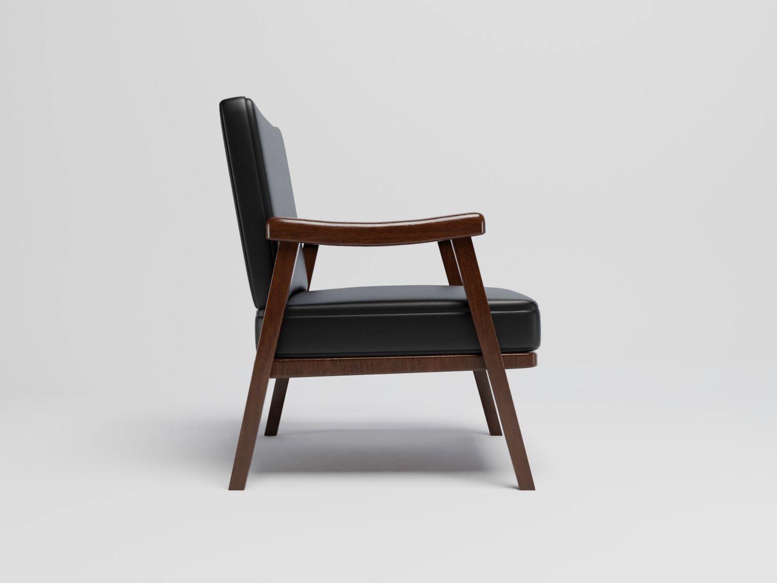 Chair black leather 3D model_7