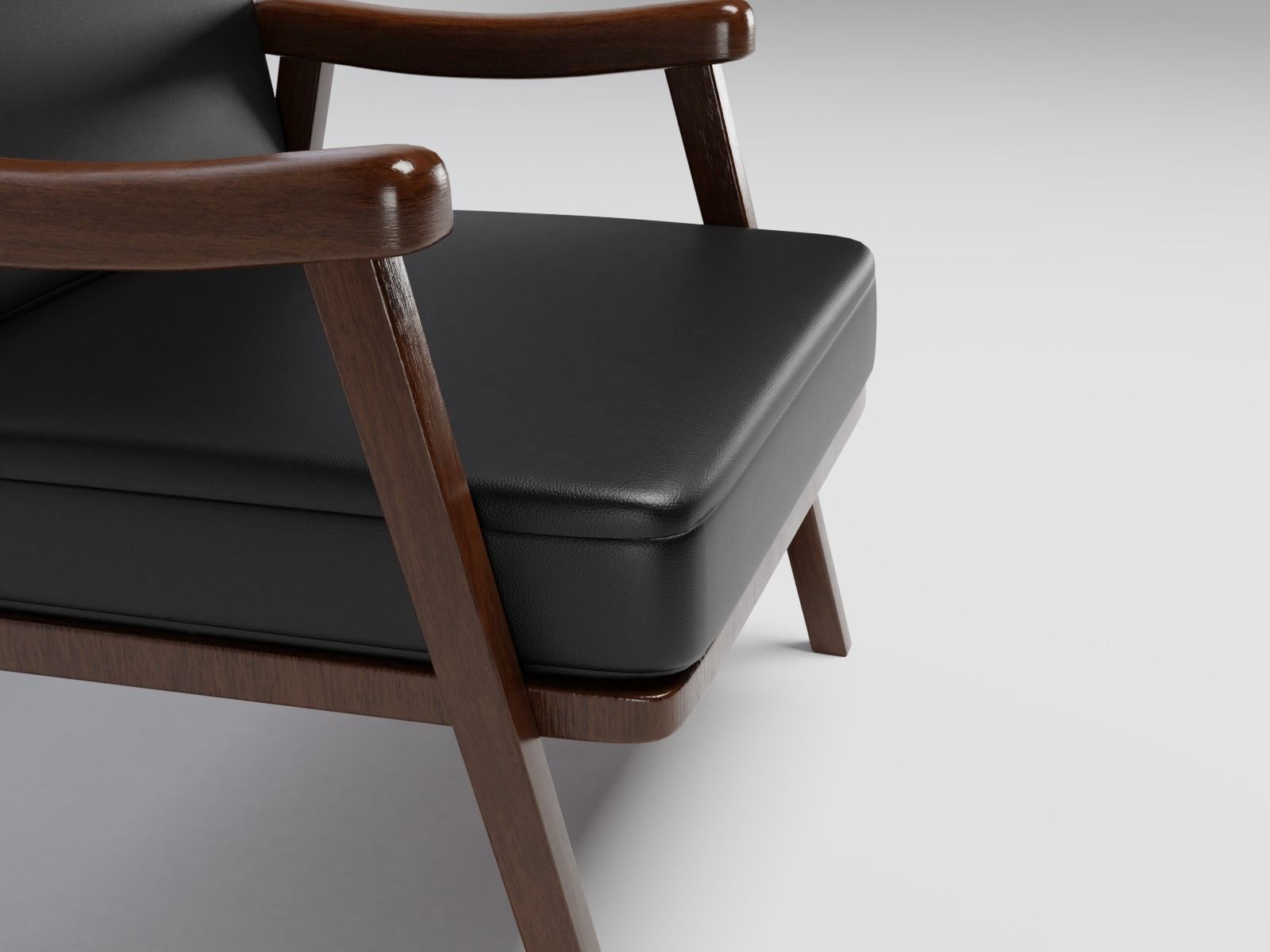 Chair black leather 3D model_10