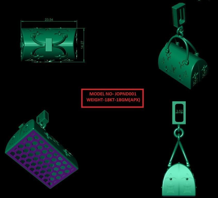 Purse LV pendant 3D print model_1
